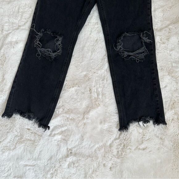 Free People We the Free black cropped flare open knee distressed jeans size 27 - Picture 4 of 8